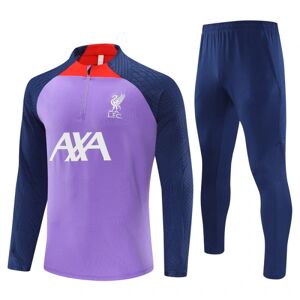 23-24 sæson Liverpool langærmet trøje til voksne og børns fodbolduniform opvarmning langærmet halvtræk træningsuniform Purple 12