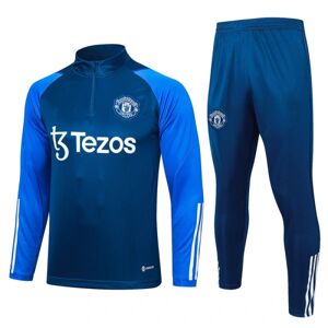 23-24 sæson Manchester United hjemme langærmet trøje sæt børns voksen langærmet træningsdragt sæt blue XL