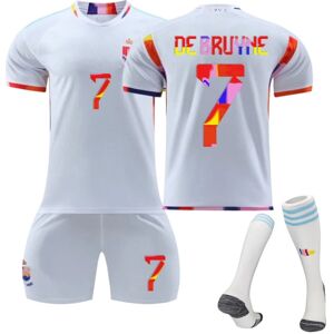 Qatar VM 2022 Belgien De Bruyne #7 fodboldtrøje herre-T-shirts sæt Kids Youth-WELLNGS Kids 26(140-150cm)