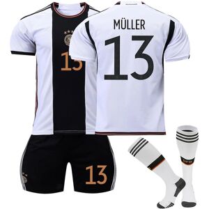 Goodies Tyskland 2022-2023 VM Hjemmetrøje Mller #13 Fodboldtrøje T-shirt shorts sæt Fodbold 3-delt sæt til børn Voksne Adult XL（180-190cm）