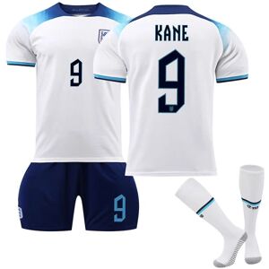 Goodies England VM 2022 hjemmetrøje Kane #9 Fodboldtrøje T-shirt shorts sæt Fodbold 3-delt sæt til børn Voksne Adult M（170-175cm）