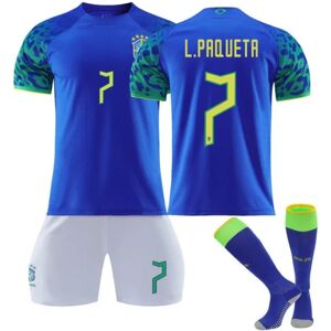 Goodies Qatar VM 2022 Brasilien Lucas Paqueta #7 Trøje Samba Herre fodbold T-shirts Jerseysæt Børn Unge Kids 26(140-150cm)