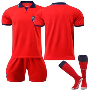 Goodies England VM 2022 udebanetrøje England holdtrøje fodboldtrøje T-shirt shorts sæt fodbold 3-delt sæt til børn Voksne Adult XL（180-190cm）