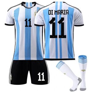 Goodies Argentina VM-trøje til mænd hjemme Di Maria #11 Fodboldtrøje T-shirt shorts sæt Fodbold 3-delt sæt til børn Voksne Kids 22(120-130cm)