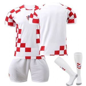 Goodies Kroatien Hjemmetrøje VM 2022/23 Kroatien Holdtrøje Fodboldtrøje T-shirt shorts sæt Fodbold 3-delt sæt til børn Voksne Adult M（170-175cm）