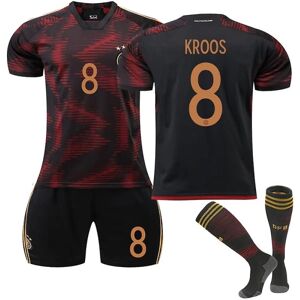 Goodies Tyskland 2022-2023 VM udebanetrøje Kroos #8 Fodboldtrøje T-shirt shorts sæt Fodbold 3-delt sæt til børn Voksne Kids 28(150-160cm)