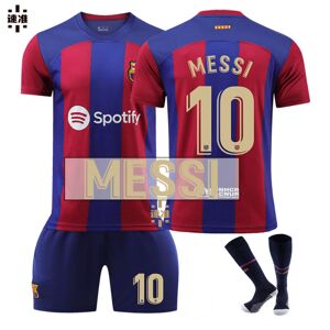 Goodies 23-24 Messi 10 Ny Barcelona New Season Trøje Seneste Voksne Børn Fodboldtrøje Adult M（170-175cm）