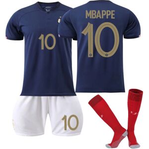 Goodies Qatar 2022 VM Frankrig Hjem Mbappe #10 Trøje Herre fodbold T-shirts Trøjesæt Børn Unge Adult XS（160-165cm）