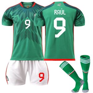 Goodies Mexico Hjemmetrøje VM 2022/23 Ral #9 Fodboldtrøje T-shirt shorts sæt Fodbold 3-delt sæt til børn Voksne Adult M（170-175cm）