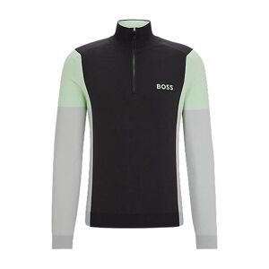 Boss Cotton-blend zip-neck sweater with embroidered logos