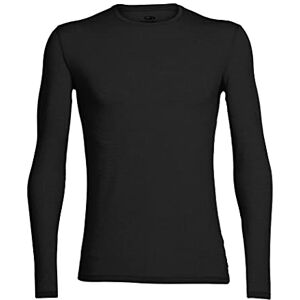 Icebreaker Herren Merino Wolle Anatomica Langarm Crewe T-Shirt 150 Ultraleichtes Material Schwarz, L