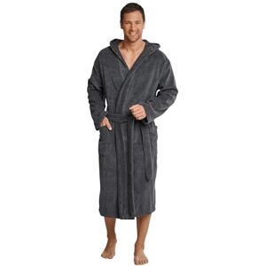 Schiesser Men's Bademantel mit Kapuze Bathrobe Grey Grau (200-grau) Large