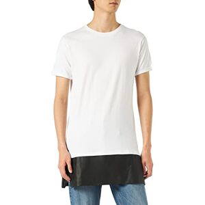 Urban Classics Herren Long Zipped Leather Imitation Bottom Tee T-Shirt, Mehrfarbig (wht/blk 224), Medium