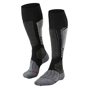 FALKE Wool and Silk Men’s SK1 Ski Socks, Black, Blue and Many Other Colours, Thick Reinforced Ski Socks without Pattern with Extra Strong Padding, Knee High and Warm for Skiing, 1 Pair, black, 42-43