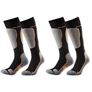 Black Crevice 2 Pairs  Ski Snowboard Socks with Cushioning Function / Unisex / 2 Colours / 3 Sizes Multi-Coloured Black/Orange Size:35-38