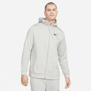 Nike Dry Dri-FIT-fitnesshættetrøje med fuld lynlås til mænd - grå grå 3XL