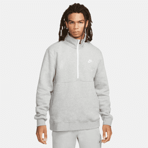 Nike Sportswear Club-pullover med børstet bagside og halv lynlås til mænd - grå grå S