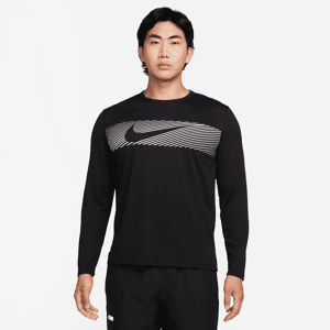 Langærmet Nike Miler Flash Dri-FIT UV-løbetrøje til mænd - sort sort XXL
