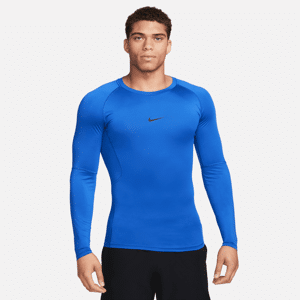 Tætsiddende Nike Pro Dri-FIT-fitnessoverdel med lange ærmer til mænd - blå blå M