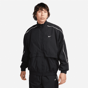 Vævet Nike Sportswear Solo Swoosh-løbejakke til mænd - sort sort XL