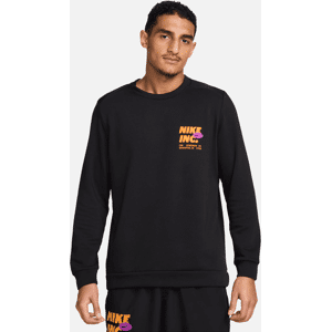 Langærmet Nike Dri-FIT-fitness-crewtrøje i fleece til mænd - sort sort XS