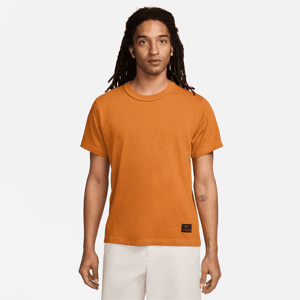 Maskinstrikket Nike Life-overdel med korte ærmer til mænd - Orange Orange S