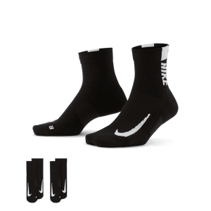 Nike Multiplier-ankelstrømper til løb (2 par) - sort sort 46-50