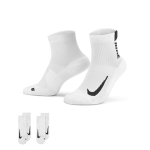 Nike Multiplier-ankelstrømper til løb (2 par) - hvid hvid 34-38