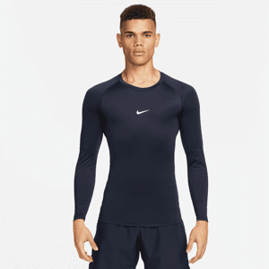 Tætsiddende Nike Pro Dri-FIT-fitnessoverdel med lange ærmer til mænd - blå blå S