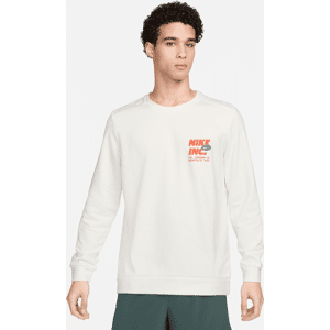 Langærmet Nike Dri-FIT-fitness-crewtrøje i fleece til mænd - hvid hvid S