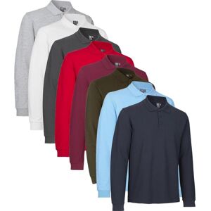 Id 0544 Langærmet Poloshirt   Stretch-Grå Melange-S