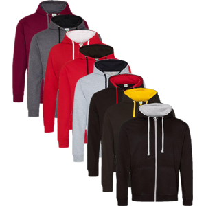 Just Hoods Jh053 Varsity Zoodie Fire Red / Jet Black Xxl