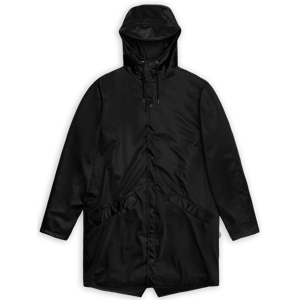 Rains Unisex Long Jacket Black Grain XXL, Black Grain