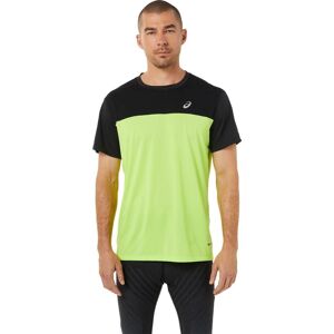 Asics Men's Race SS Top PERFORMANCE BLACK/HAZARD GREEN S, Performance Black/Hazard Green