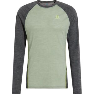 Odlo Men's Performance Wool 150 Base Layer Matte Green/Dark Grey Melange L, Matte Green/Dark Grey Melange