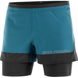 Salomon Men's Cross 2in1 Shorts Deep Dive/Deep Black S, Deep Dive