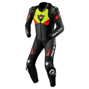 REV'IT! Mono de Cuero Piece Suit Argon 2 Negro-Amarillo Neón