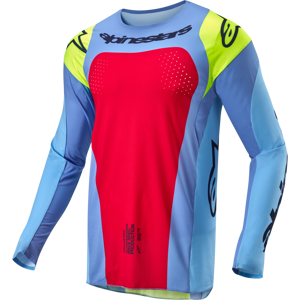 Alpinestars Camiseta de Cross  Techstar Ocuri Azul Claro-Amarillo Fluo-Rojo