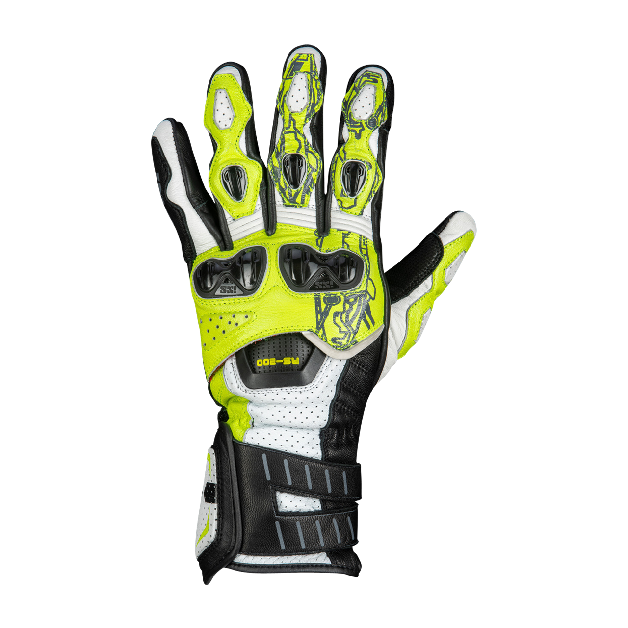 iXS Guantes de Moto  Sport RS-200 3.0 Blanco-Amarillo-Negro