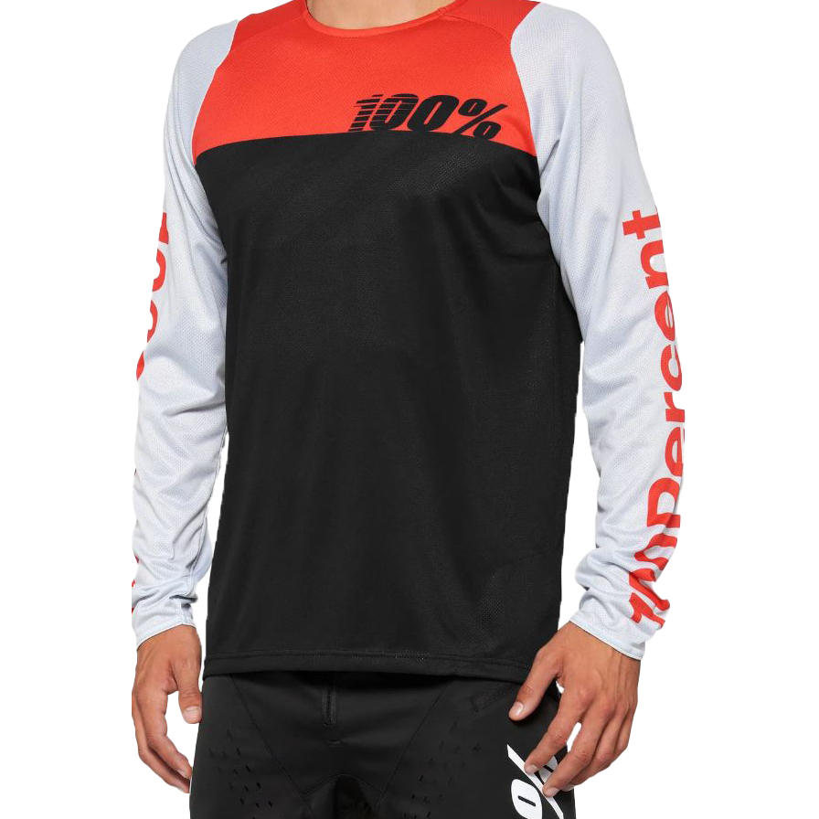 100% Camiseta de MTB  R-CORE Negro-Rojo Racer