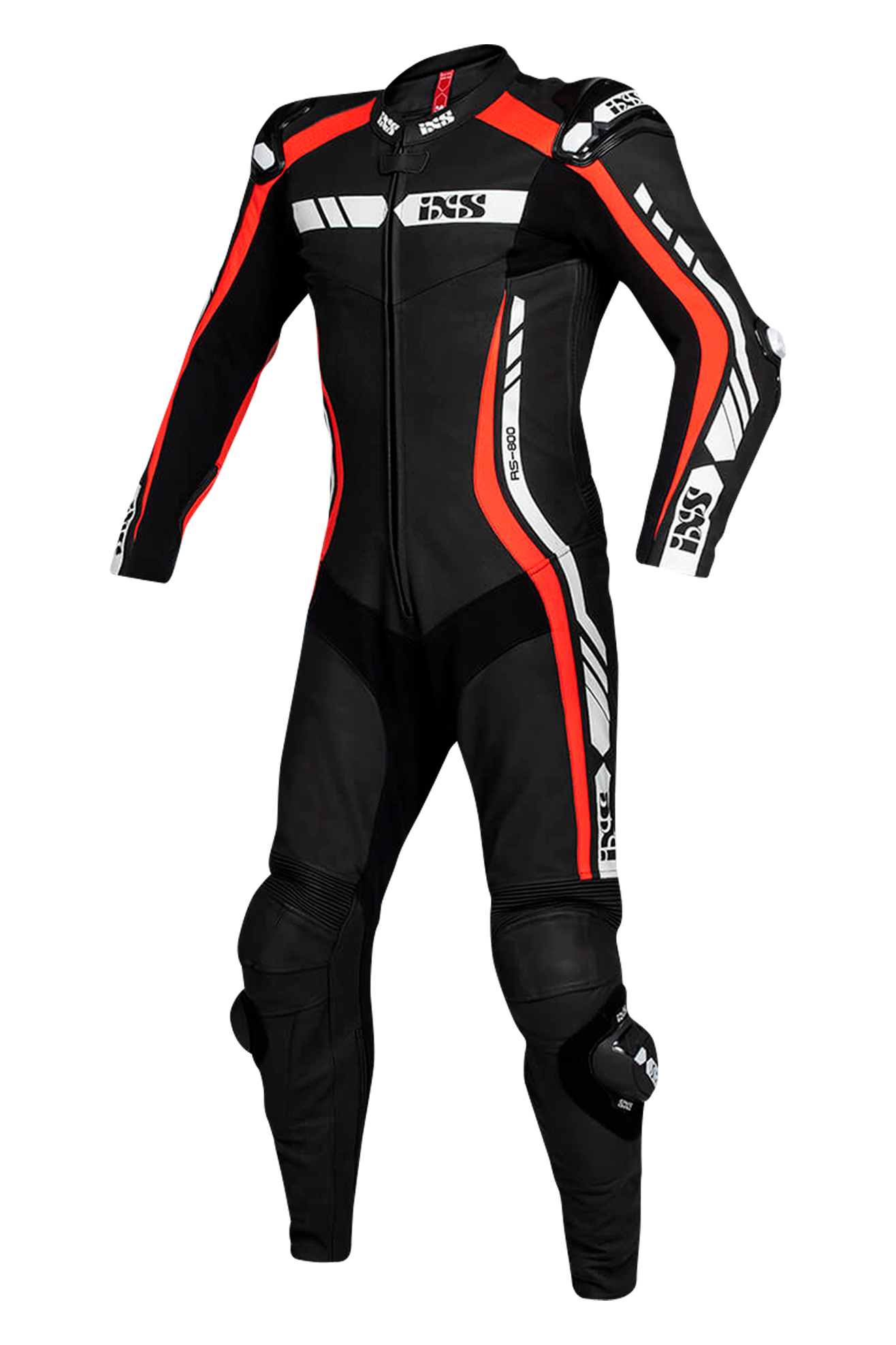 iXS Mono de cuero  RS-800 Negro-Rojo-Blanco