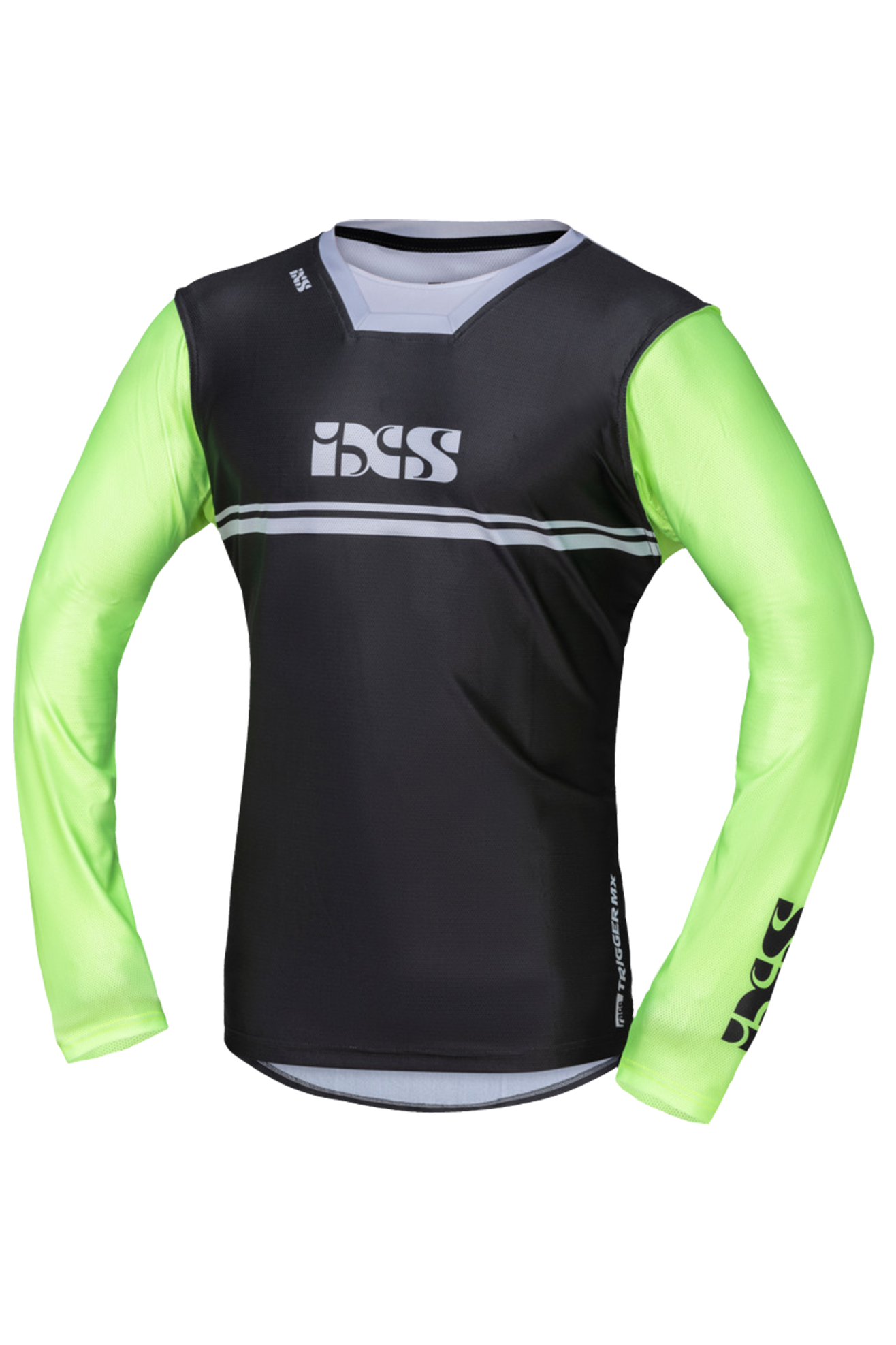 iXS Camiseta de Cross  Trigger 4.0 Antracita-Verde Flúor-Blanco