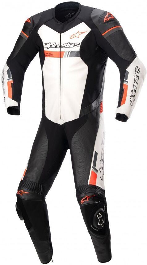 Mono Alpinestars Gp Force Chaser Leather 1 Pc Negro Blanco Rojo Fluor  3150321-1