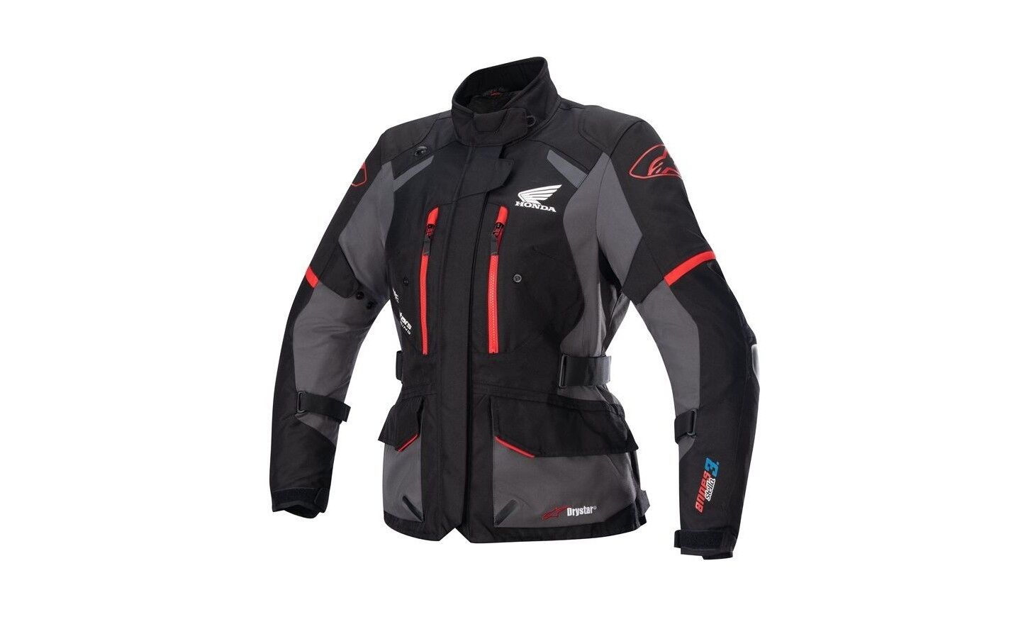 Chaqueta Alpinestars Honda Stella Andes V3 Drystar Negro Gris Rojo Brillo