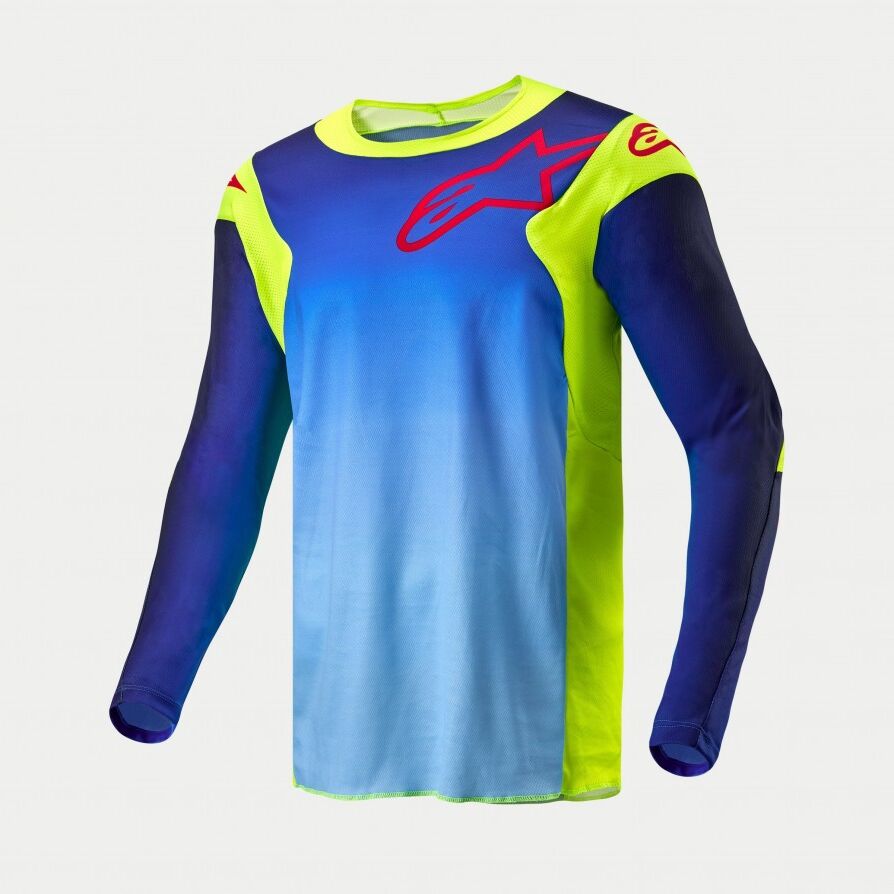 Camiseta Alpinestars Racer Hoen Amarillo Fluor Azul Marino  3761324-525