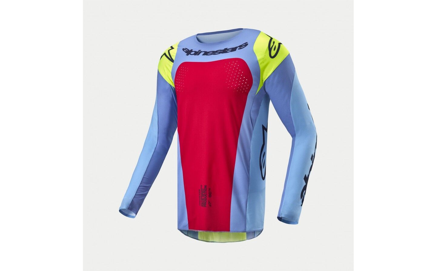 Camiseta Alpinestars Techstar Ocuri Azul Claro Amarillo Fluor Rojo  3767024-7064