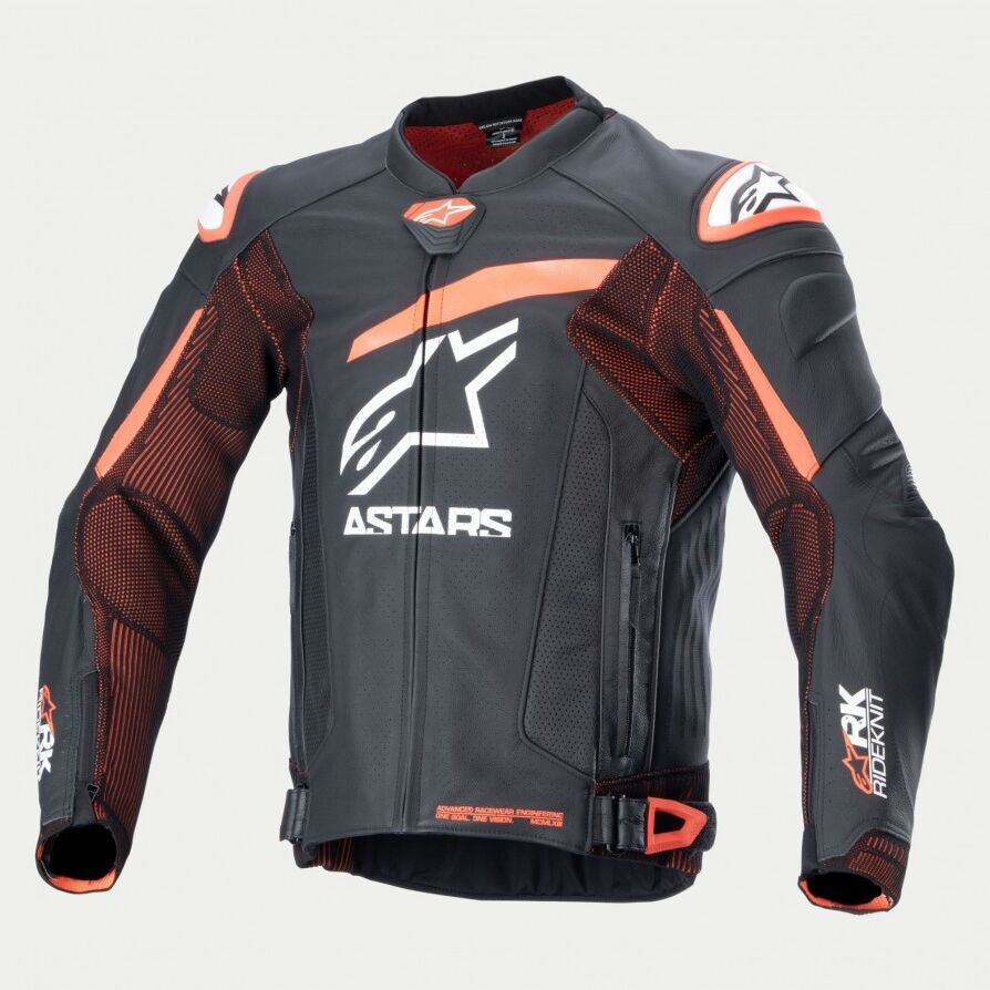 Chaqueta Alpinestars Gp Plus R V4 Rideknit Cuero Negro Rojo Fluor Blanco  310032