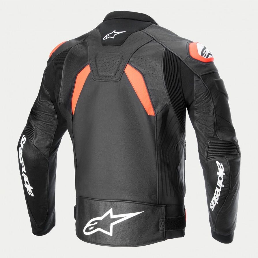 Chaqueta Alpinestars Gp Plus R V4 Airflow Cuero Negro Rojo Fluor Blanco  3100624