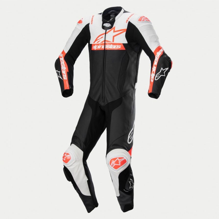 Mono Alpinestars Missile V2 Ward Cuero Negro Blanco Rojo Fluor  3151824-1231