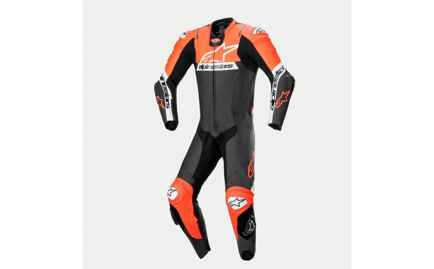 Mono Alpinestars Missile V2 Ward Cuero Negro Rojo Blanco Fluor  3151824-1321